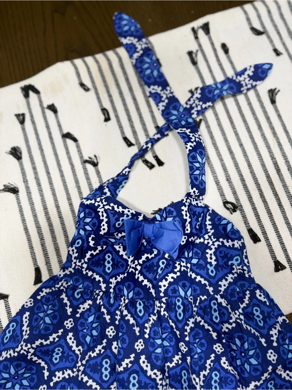 Janie and Jack Size 2/2T Bundle 4pc Blue Medallion Halter Dress Tops Eyelet Trim